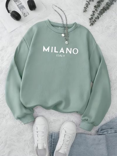 Women's Fashion Round Neck Letter Pattern Print Casual