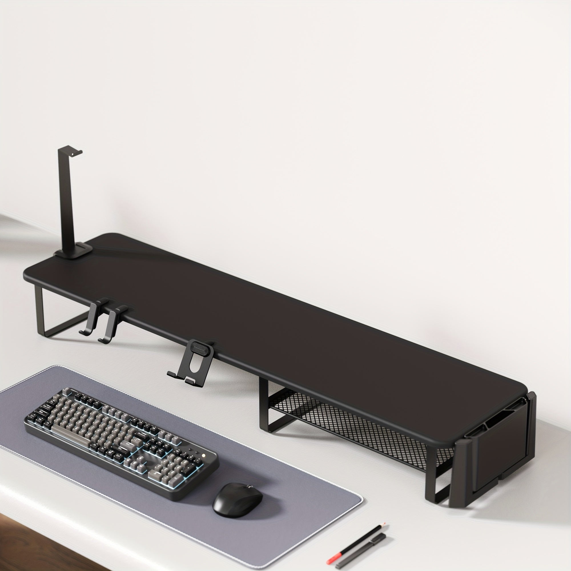 Multifunctional Monitor Stand Riser with Headset Holder