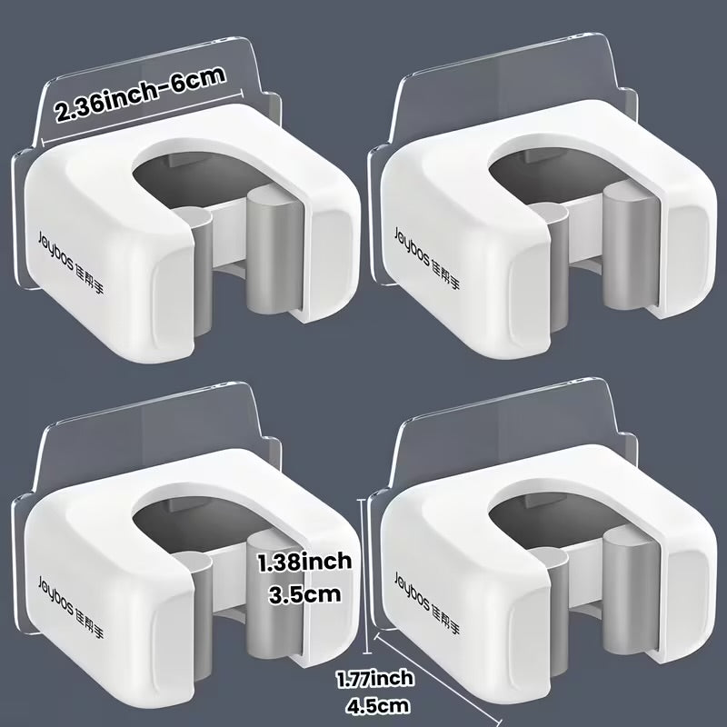 4pcs Wall-Mounted Mop & Broom Holder with