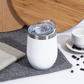 1pc 12Oz Wine Tumbler Glasses with Lid Stemless Double