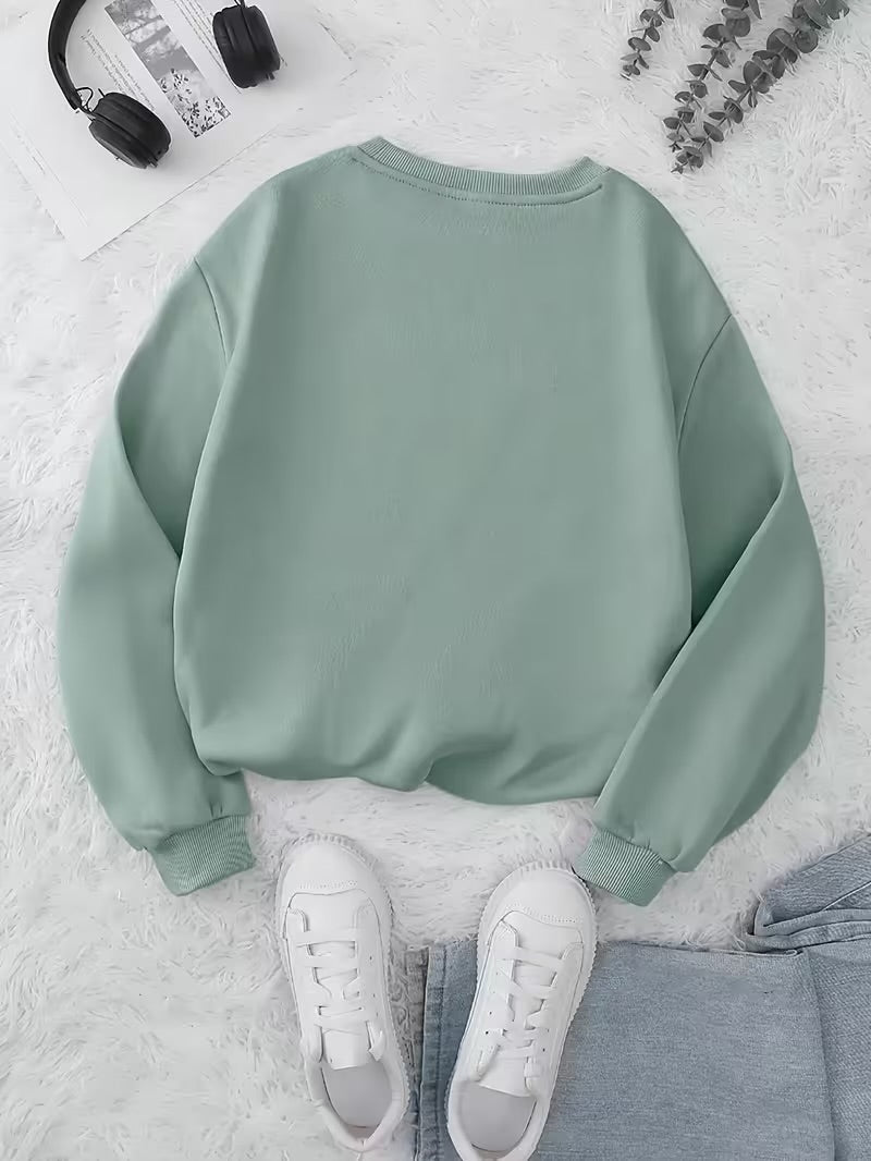 Women's Fashion Round Neck Letter Pattern Print Casual