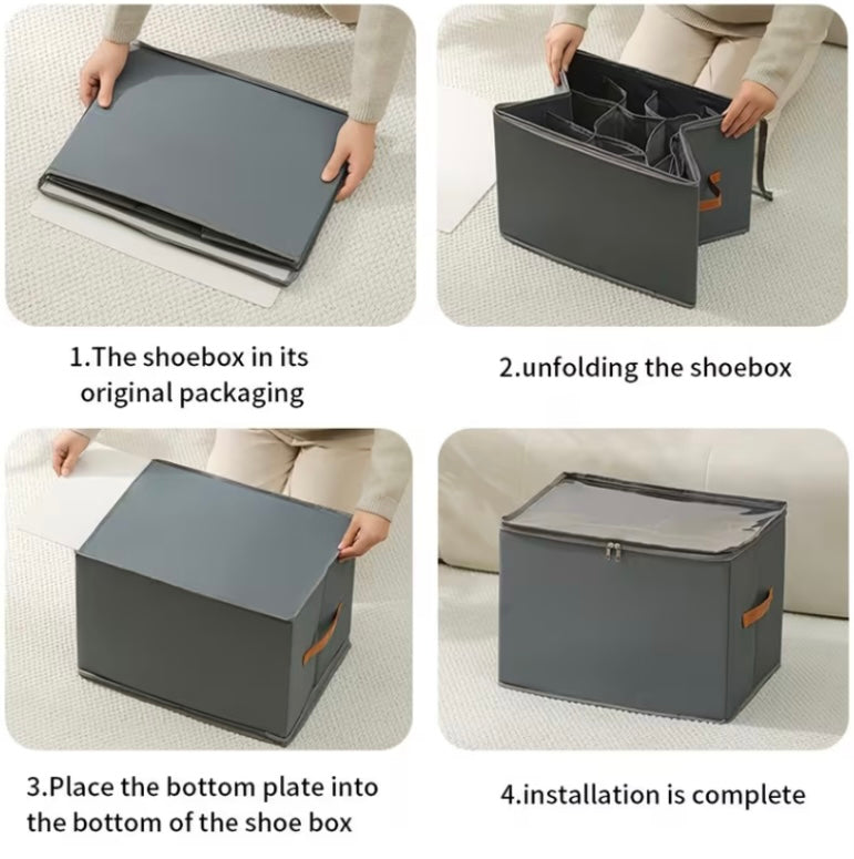 2pcs Foldable Oxford Fabric Shoe Organizer | Dustproof
