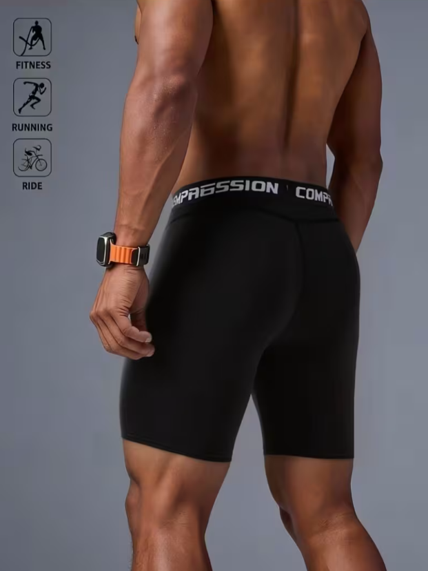 Men's Compression Shorts with Golden Bull Pattern