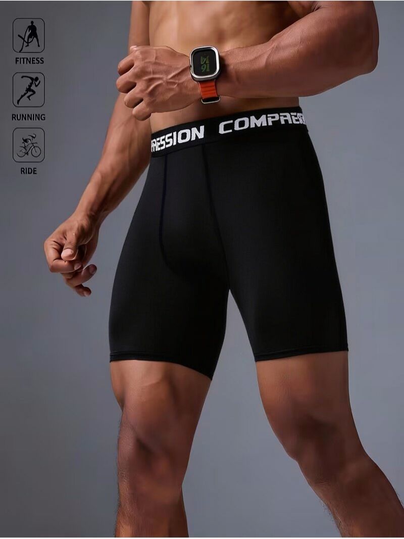 Men's Compression Shorts with Golden Bull Pattern