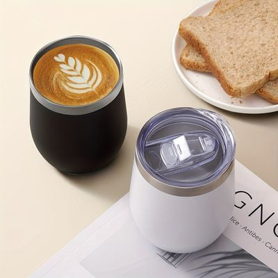 1pc 12Oz Wine Tumbler Glasses with Lid Stemless Double
