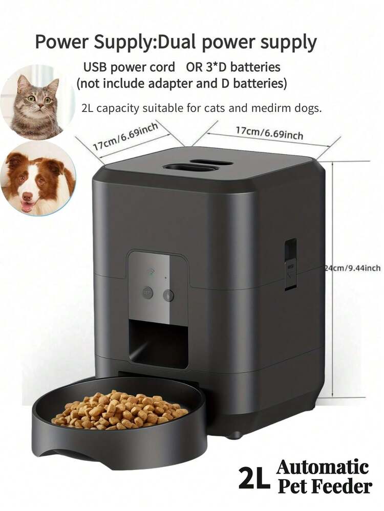 2L 5V USB Automatic Pet Food Feeder for Dog Cat Smart
