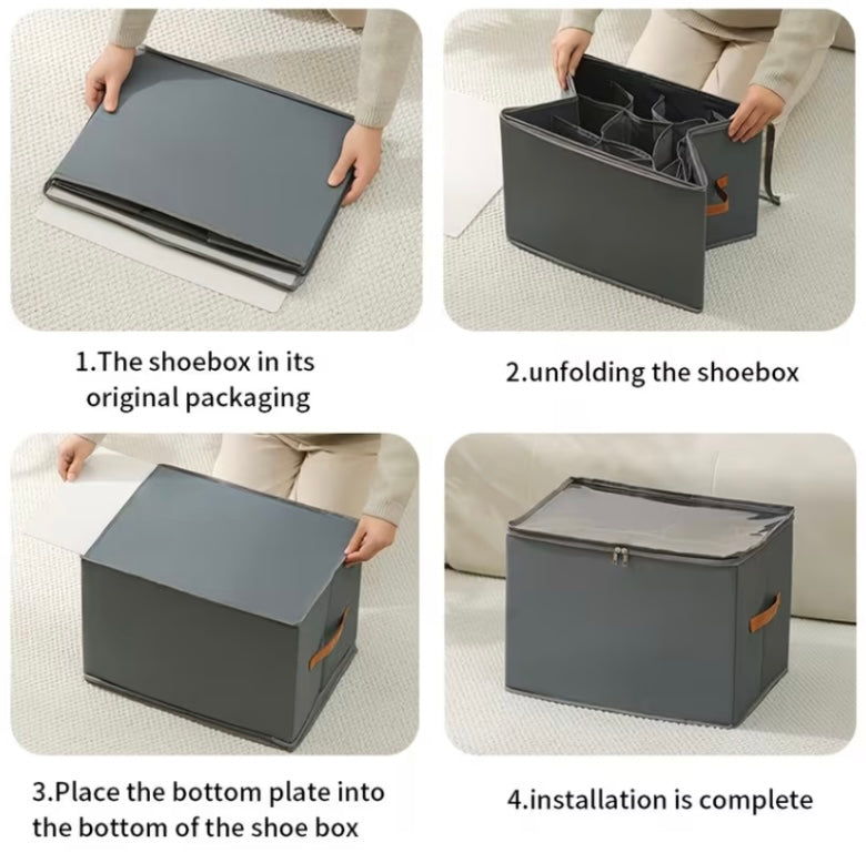 2pcs Foldable Oxford Fabric Shoe Organizer | Dustproof