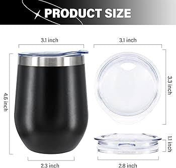 1pc 12Oz Wine Tumbler Glasses with Lid Stemless Double