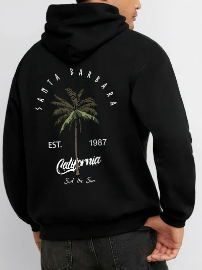 Men's Autumn And Winter Hoodie with Palm Tree Print