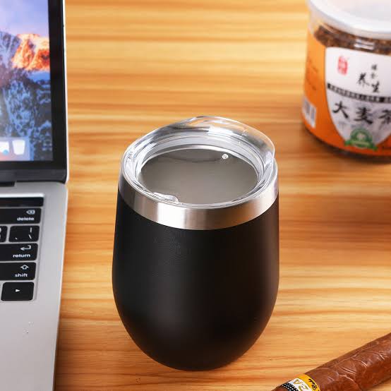 1pc 12Oz Wine Tumbler Glasses with Lid Stemless Double