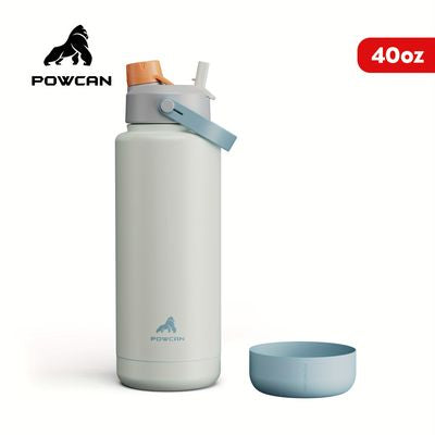 POWCAN 40Oz Insulated Water Bottle with 2-In-1 Straw